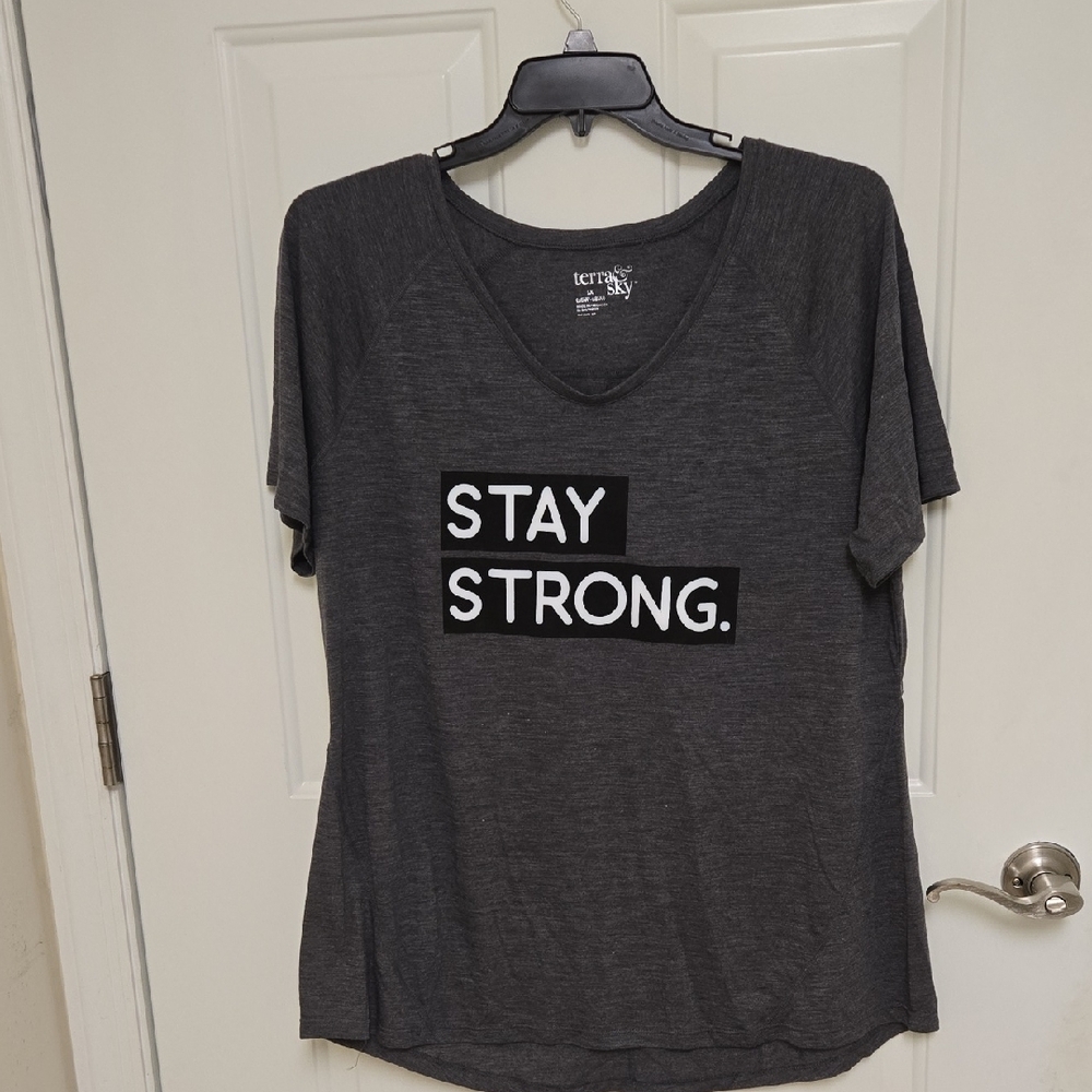 Terra & Sky Gray Short Sleeve T-Shirt Stay Strong